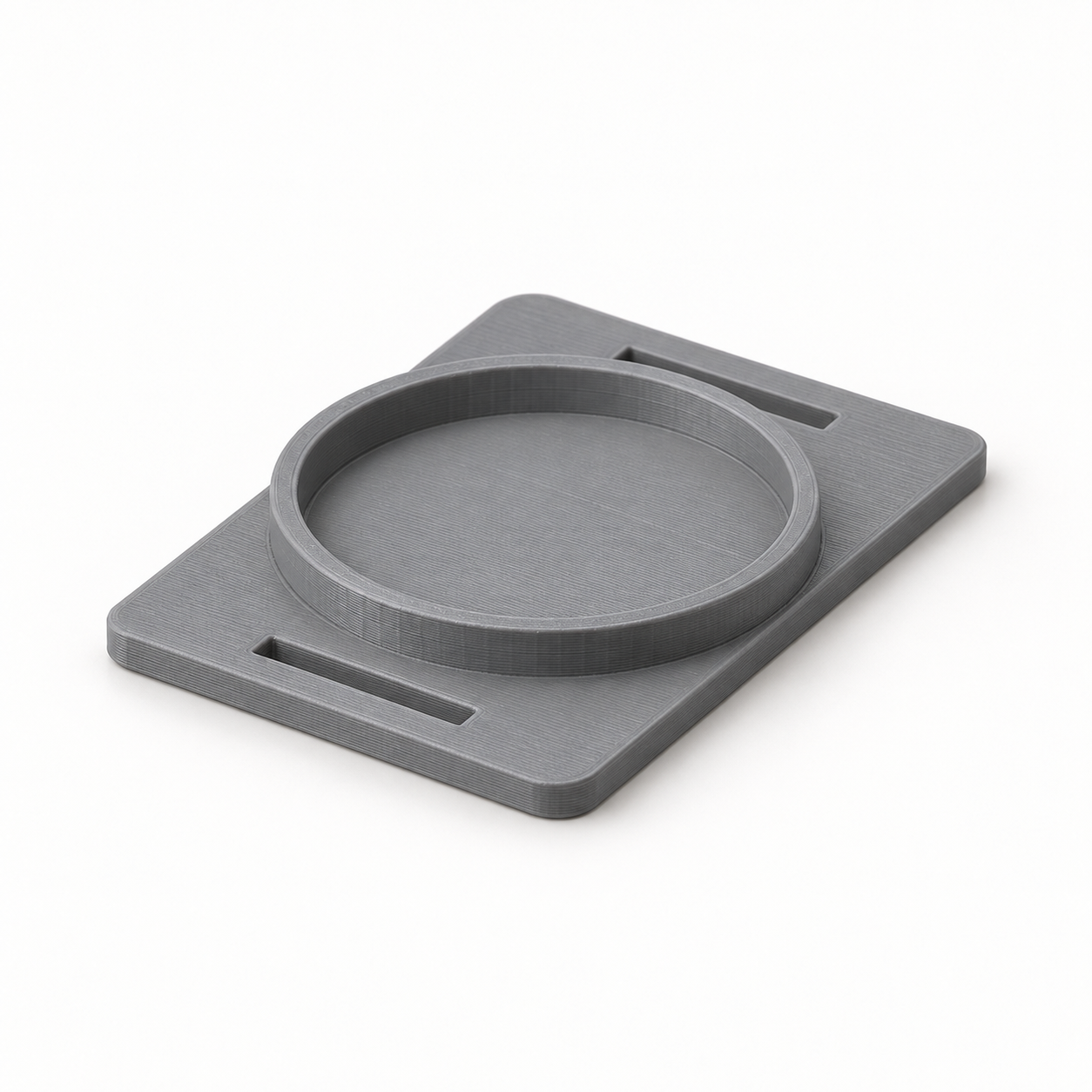Lens cap holder to fit cap and strap dimensions – AI visualization of default dimensions