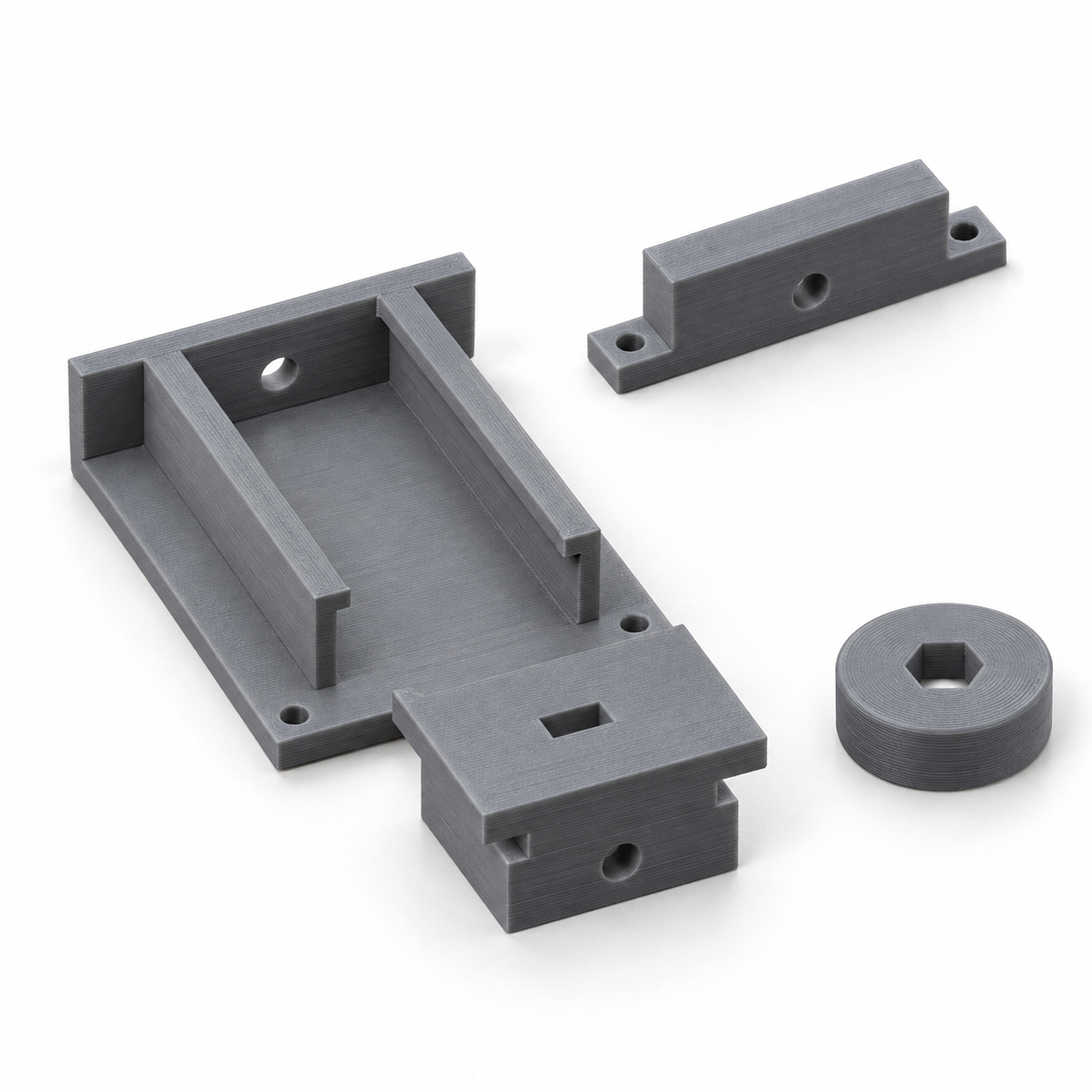 Object slide with guide and nut pocket for an M4 lead screw