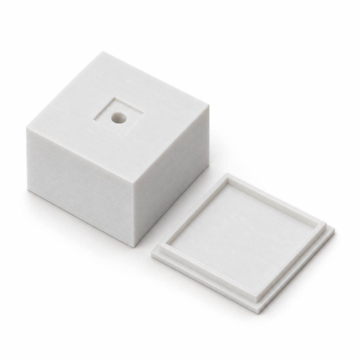 Cámara estenopeica para papel con respaldo y lámina propia – blanco. Visualización de IA de las medidas predeterminadas.