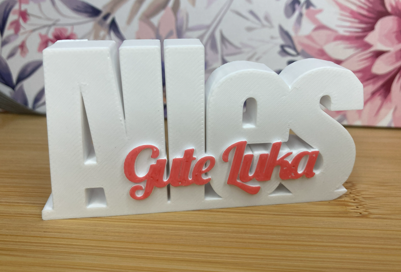 Letrero 3D personalizado con dos estilos de letra