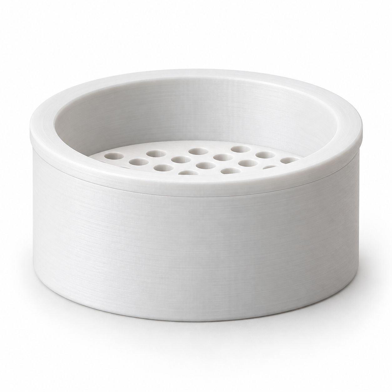 Tamis de tri de perles avec récipient assorti – blanc. Visualisation IA aux dimensions par défaut.