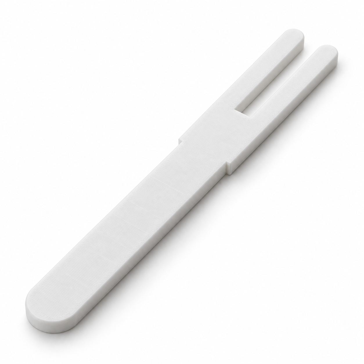 Fourche de repiquage à deux dents sur mesure – blanc. Visualisation IA aux dimensions par défaut.