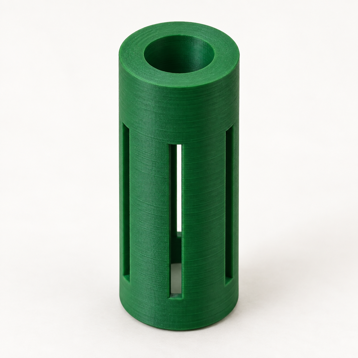 Vented brush tip guard for round ferrules – green. AI visualization of default dimensions.