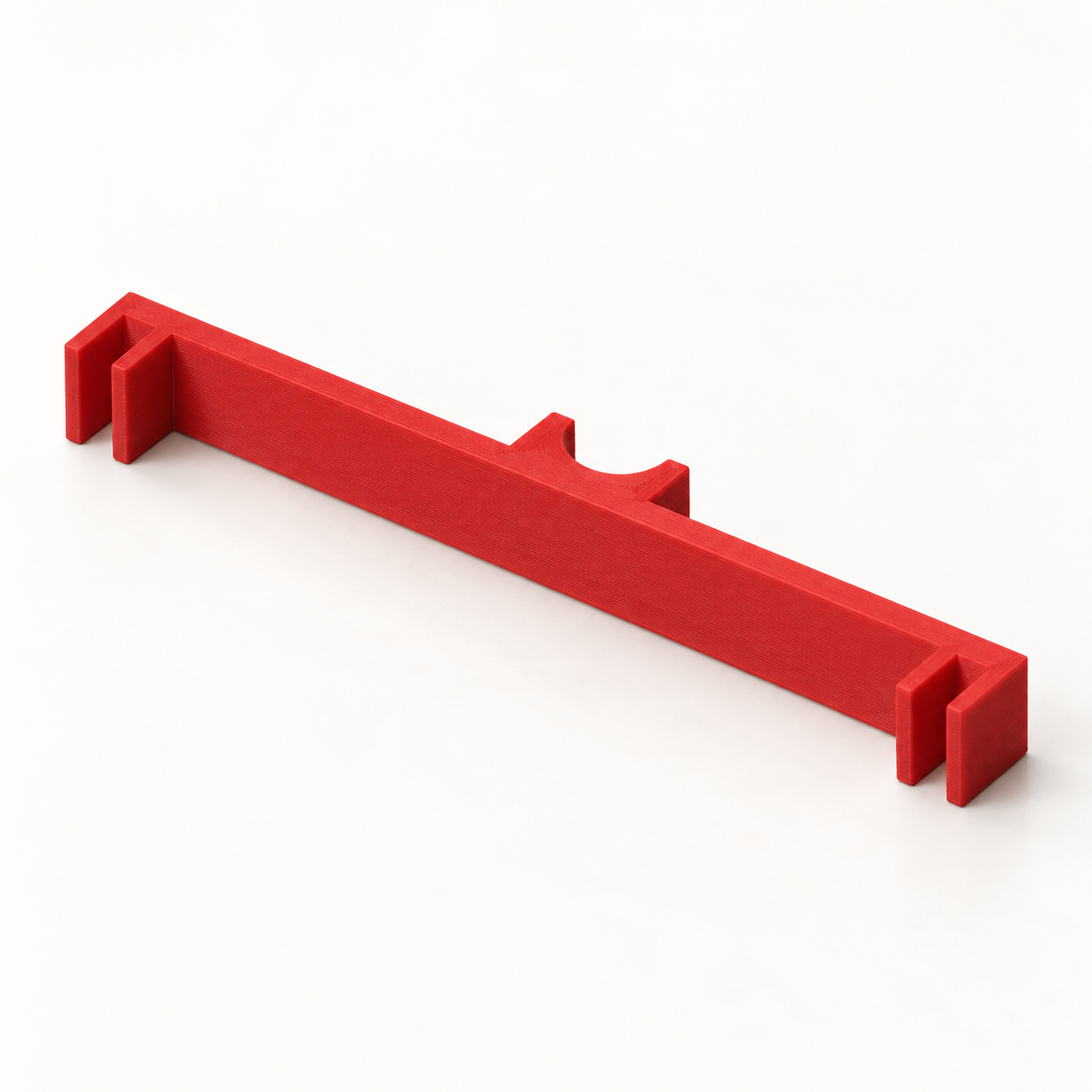 Pont repose-pinceau pour bords de pot sur mesure – rouge. Visualisation IA des dimensions par défaut.