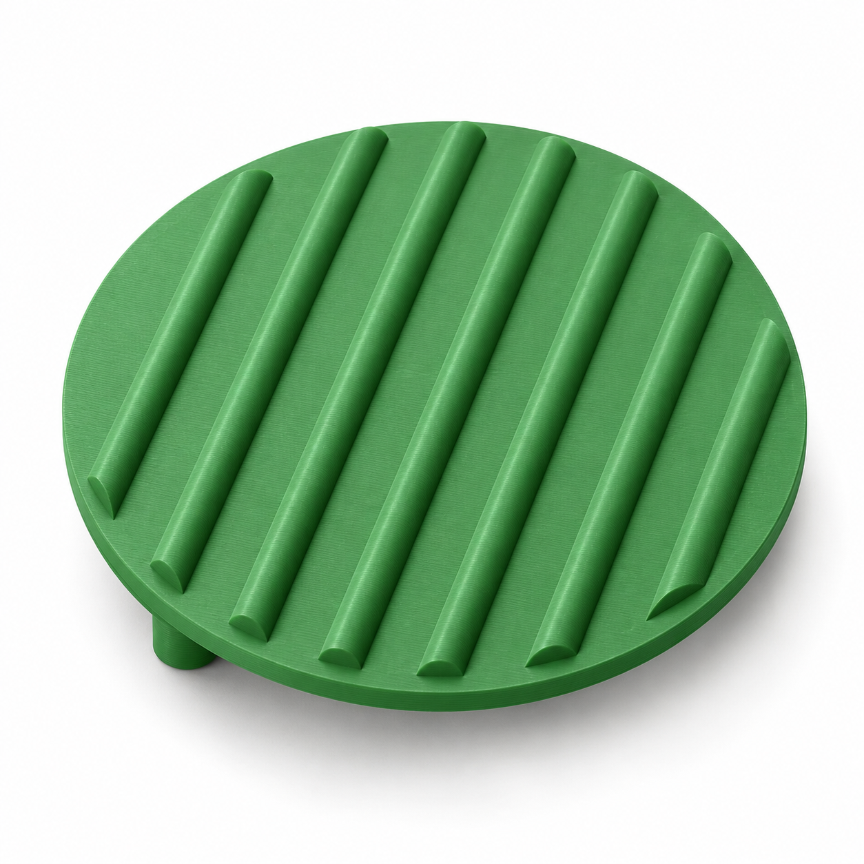 Insert nervuré sur pieds pour pot de nettoyage de pinceaux – vert. Visualisation IA aux dimensions par défaut.