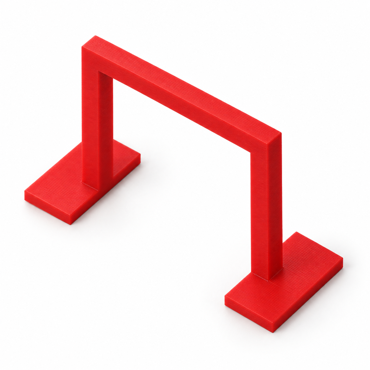 Putting start-line gate with an open rolling path – red. AI visualisation of the default dimensions.