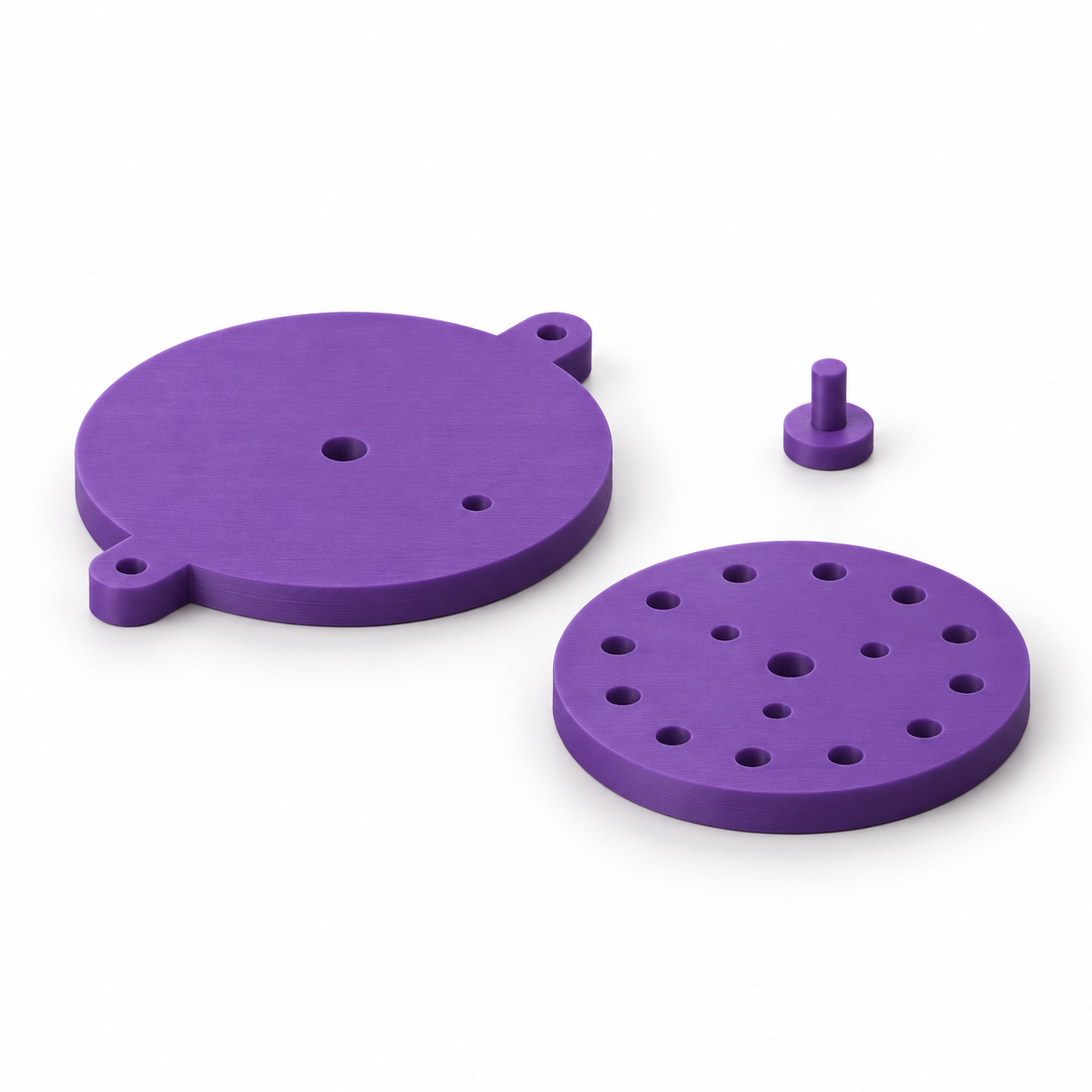 Visualisation IA, dimensions par défaut : Socle rotatif indexé à cercle de trous et goupille amovible
