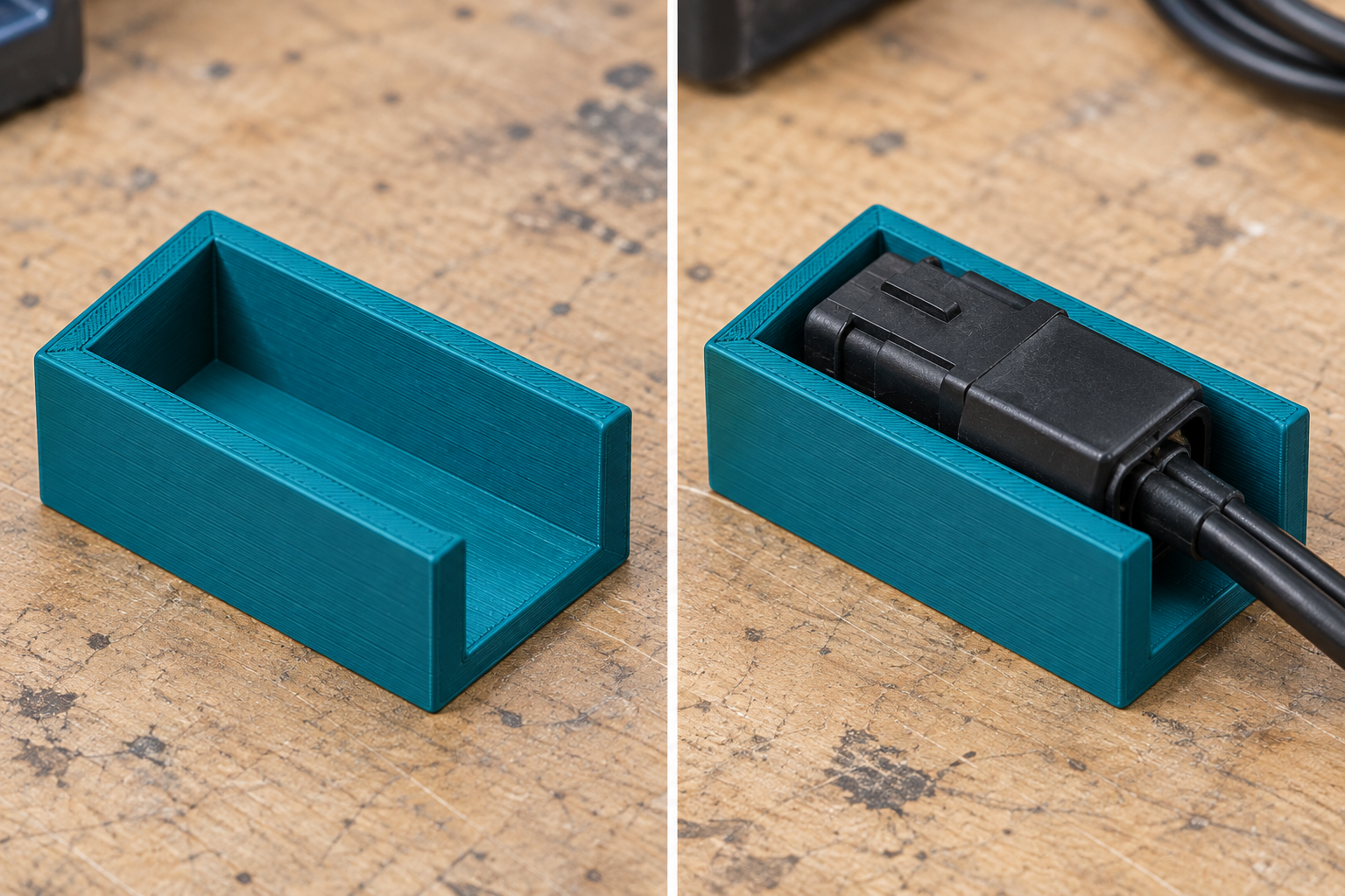 Open storage hood for rectangular plugs – loose part and application, AI visualization