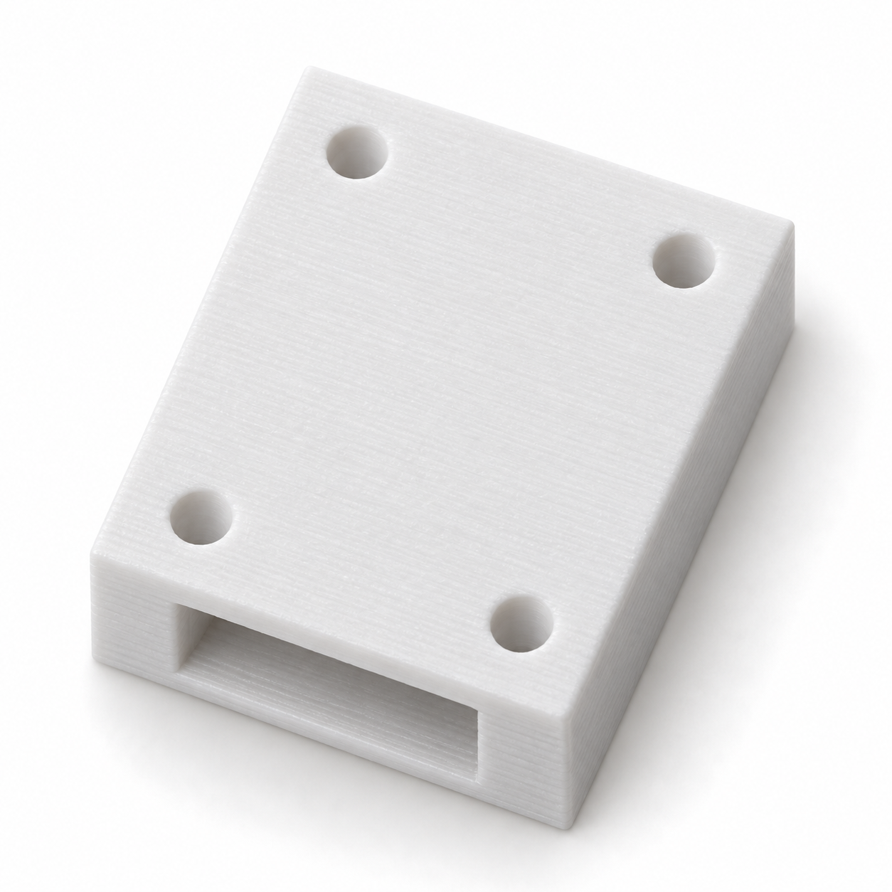 Sew-on zipper bottom stop with stitch holes – white. AI visualisation of the default dimensions.