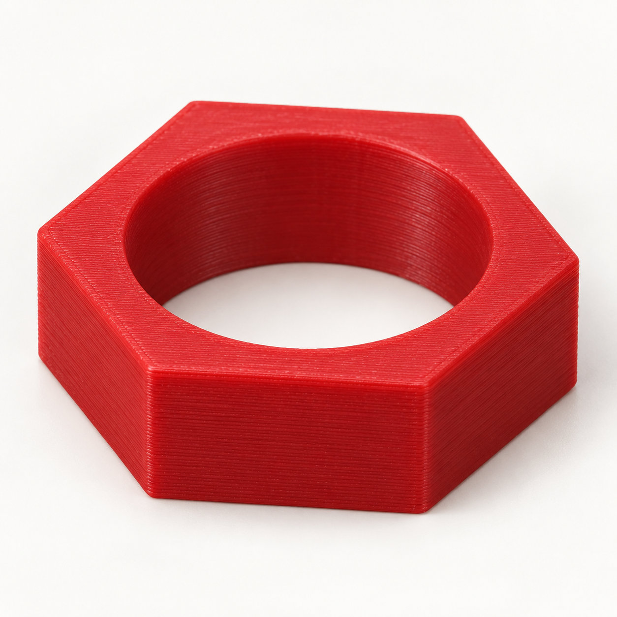 Bague TPU hexagonale anti-roulement pour pots ronds – rouge. Visualisation IA des dimensions par défaut.