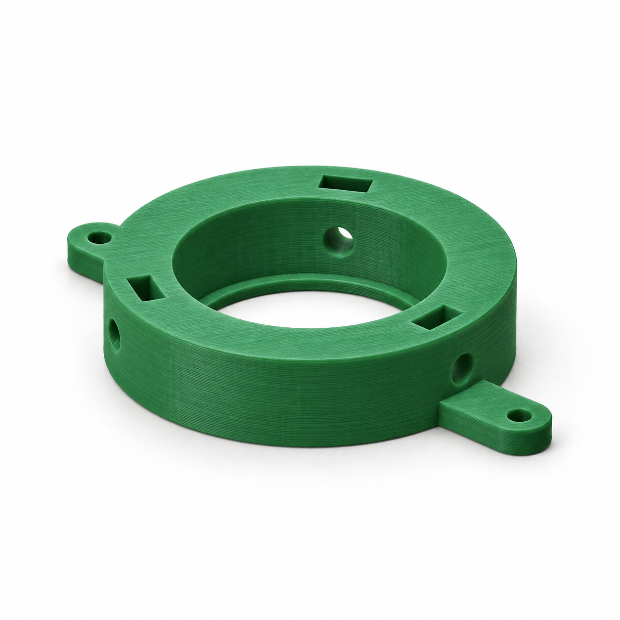 AI visualisation, default dimensions: Three-screw centring cell for small round optics