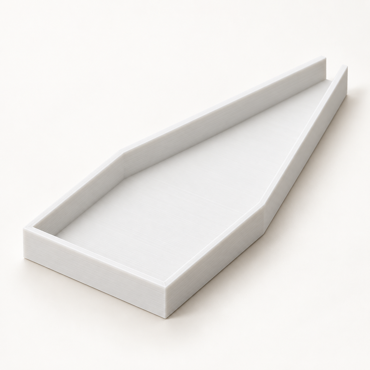 Seed-sowing chute with custom open spout – white. AI visualization of default dimensions.