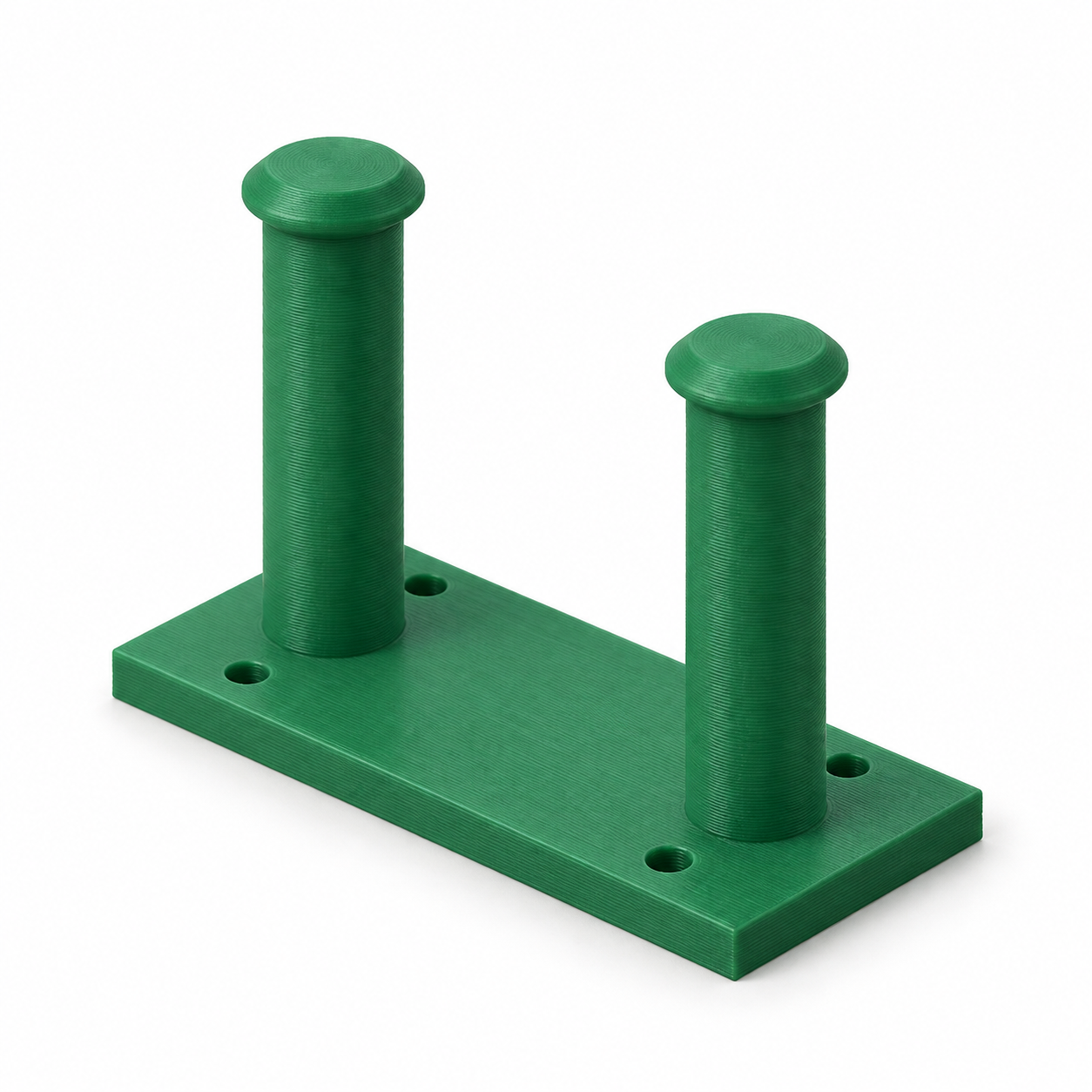 AI visualisation, default dimensions: Twin warping-peg module with screw base