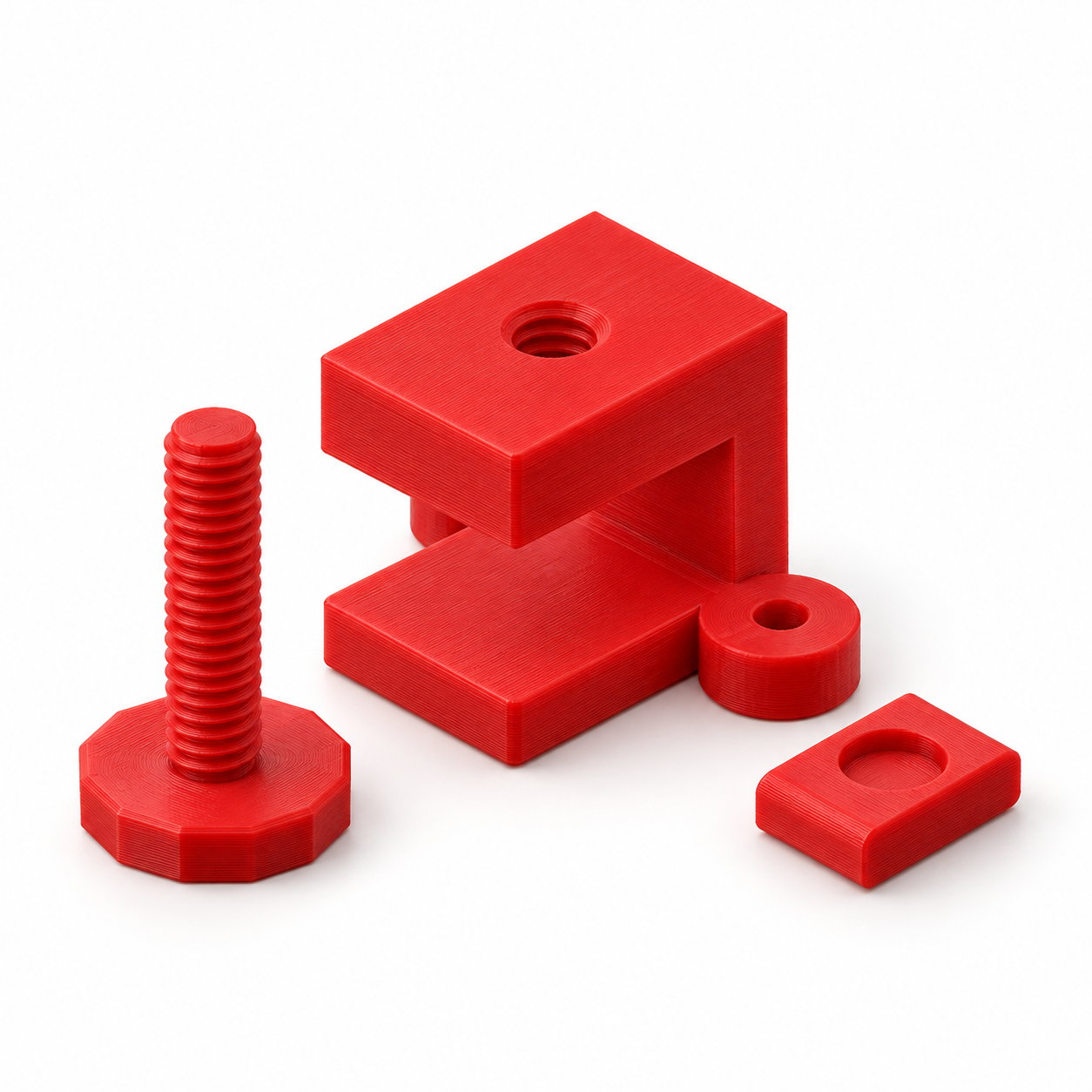 Pinza de tornillo para tubo con apoyo ancho – visualización de producto con IA