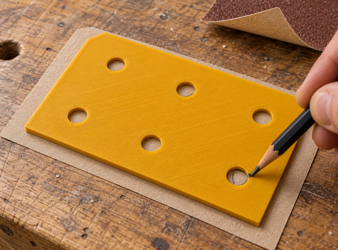 Custom sanding sheet hole-marking grid template