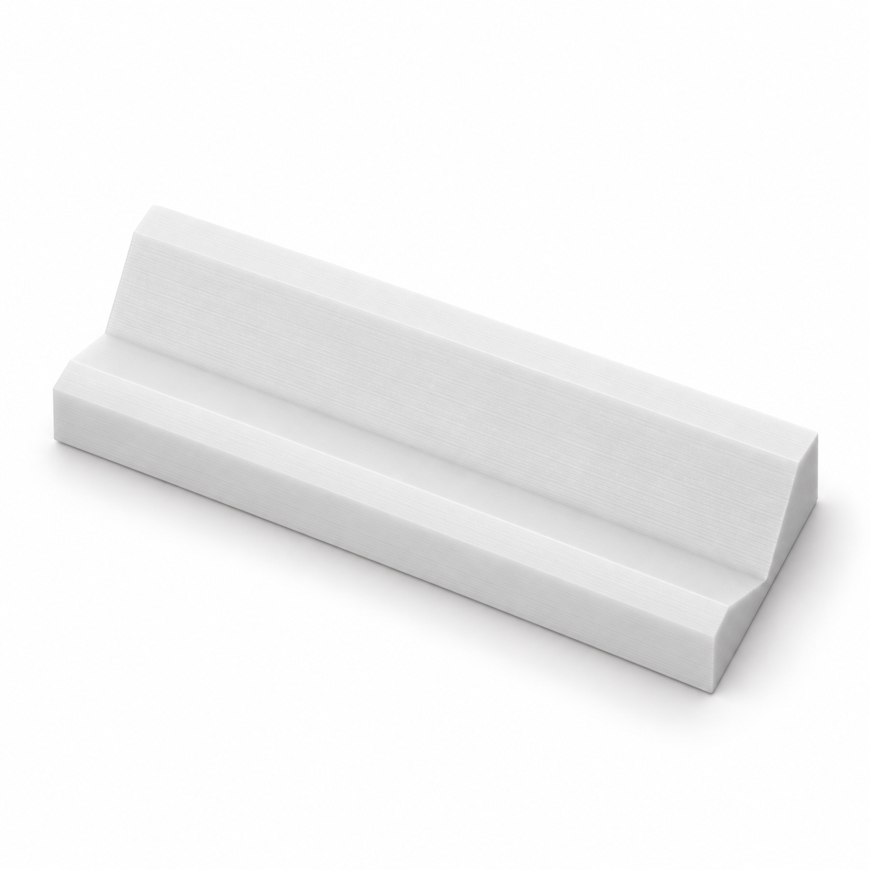 Tailor’s chalk sharpening trough for abrasive paper – white. AI visualisation of the default dimensions.