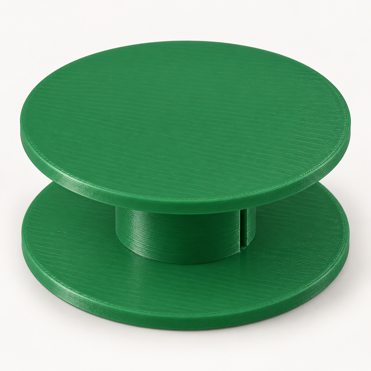Bobine de rangement pour mètre ruban souple avec fente – vert. Visualisation IA des dimensions par défaut.