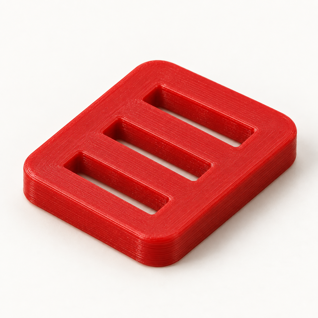 Ancre de lacet plat à trois fentes de passage – rouge. Visualisation IA des dimensions par défaut.
