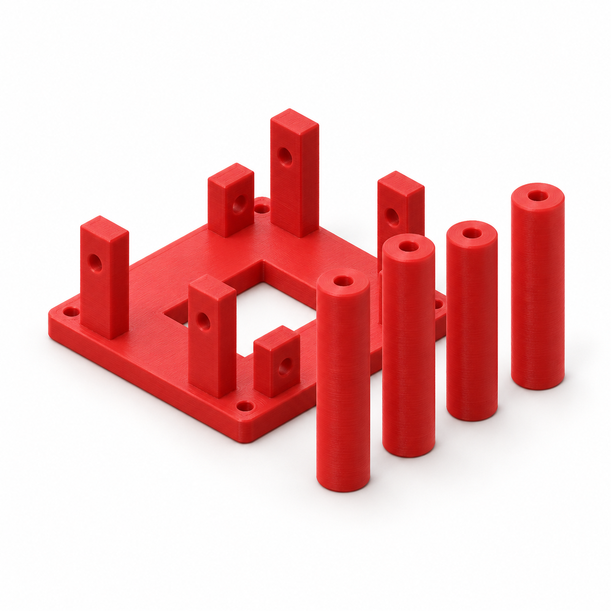 Four-roller cord guide with an open passage – AI product visualization