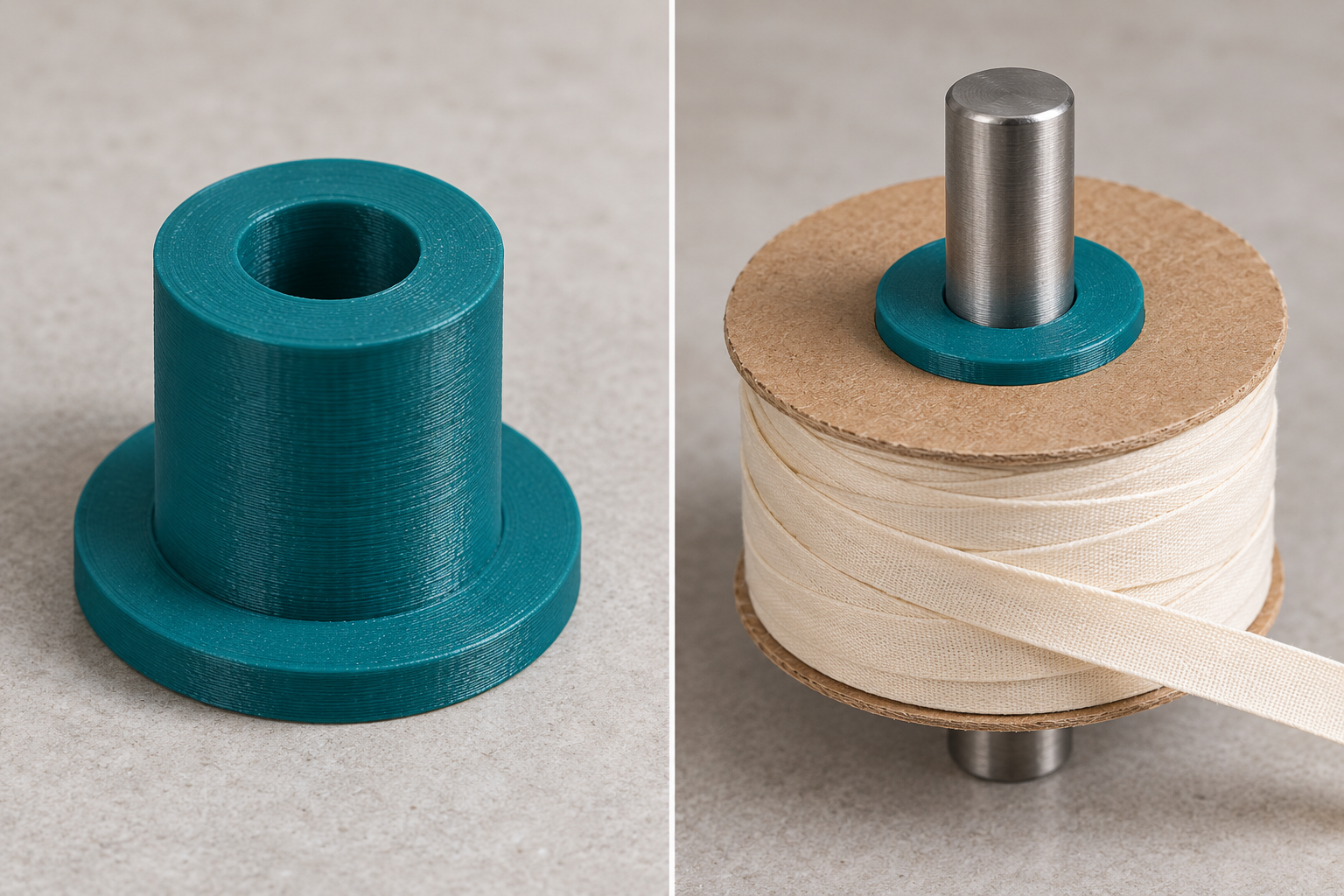 Reducing sleeve for bias tape spools – loose part and application, AI visualization