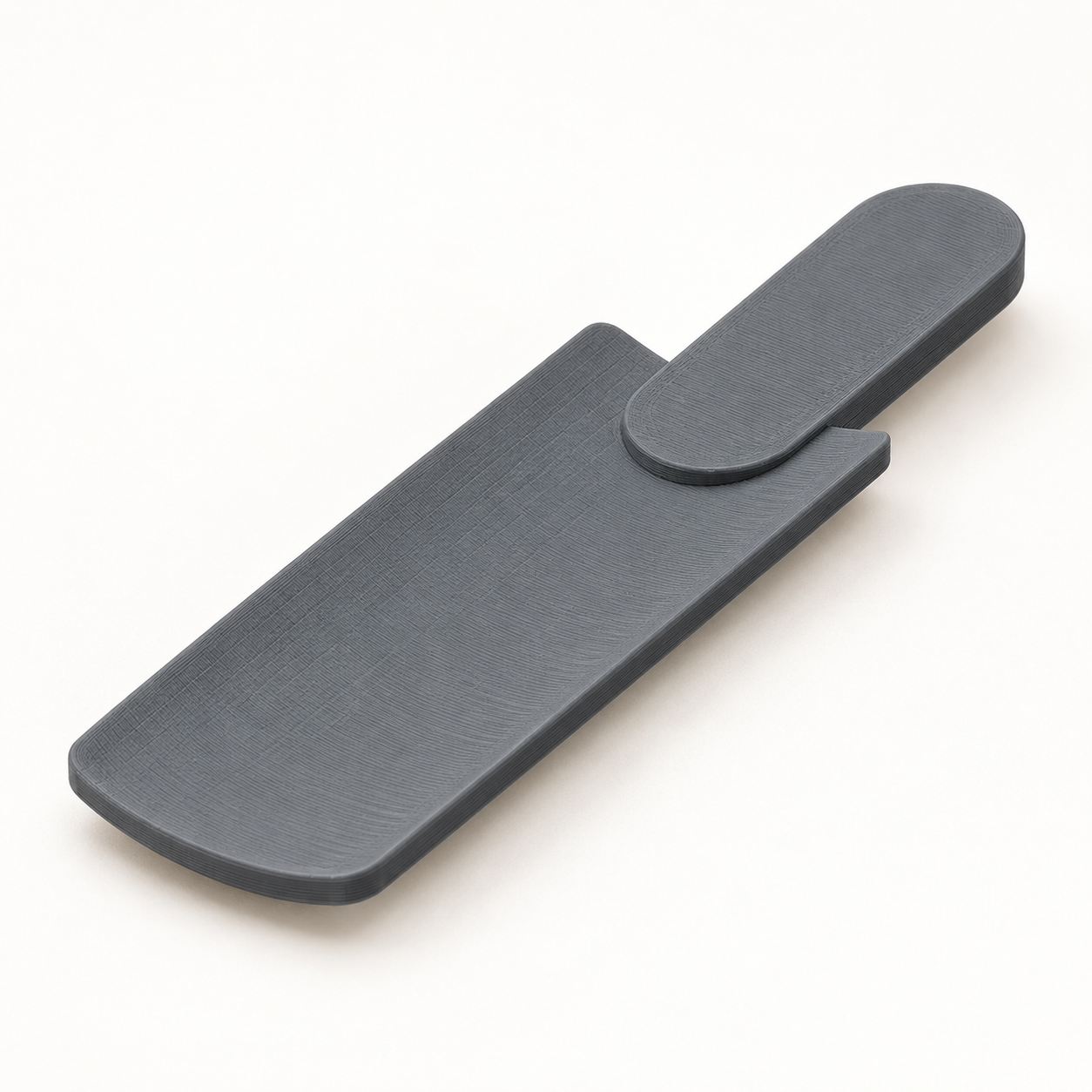Chausse-pied court à largeur et courbure sur mesure – gris. Visualisation IA des dimensions par défaut.