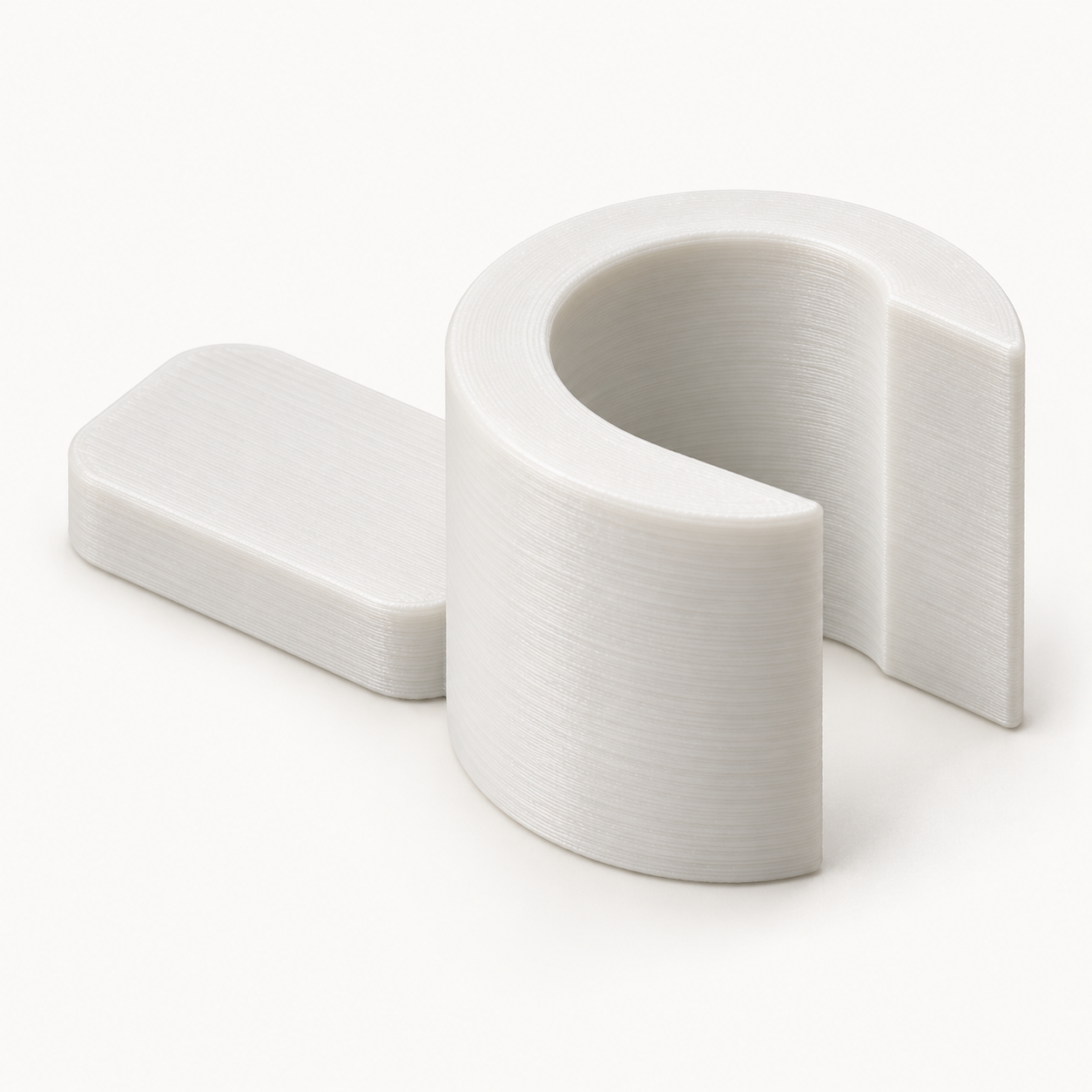 Limiteur de course de pompe à savon avec languette – blanc. Visualisation IA des dimensions par défaut.