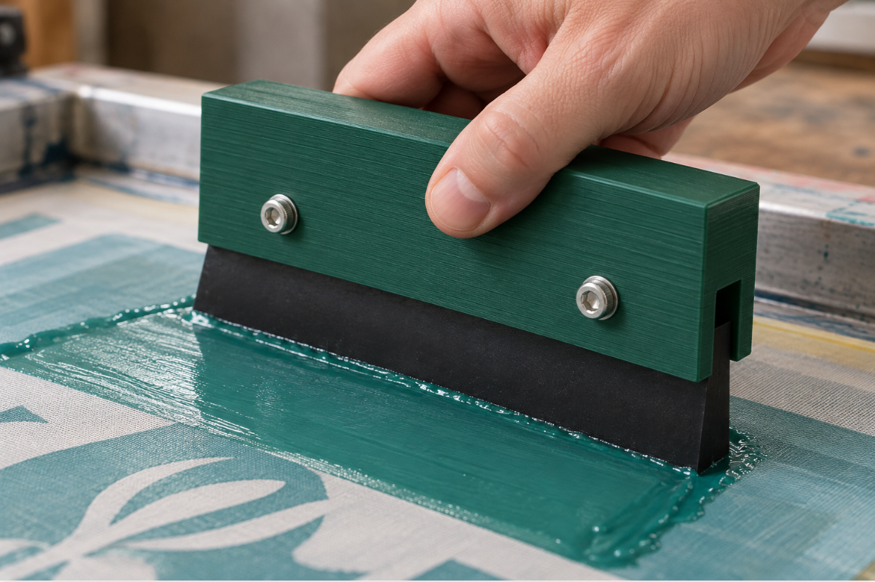 Custom screen-printing squeegee handle for rubber blades