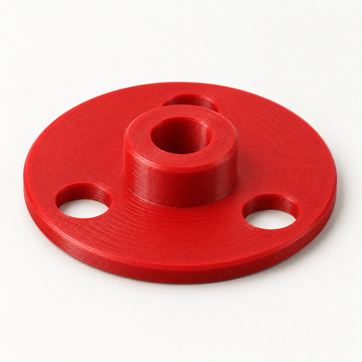 Centreur de 45 tours à alésage et moyeu sur mesure – rouge. Visualisation IA des dimensions par défaut.