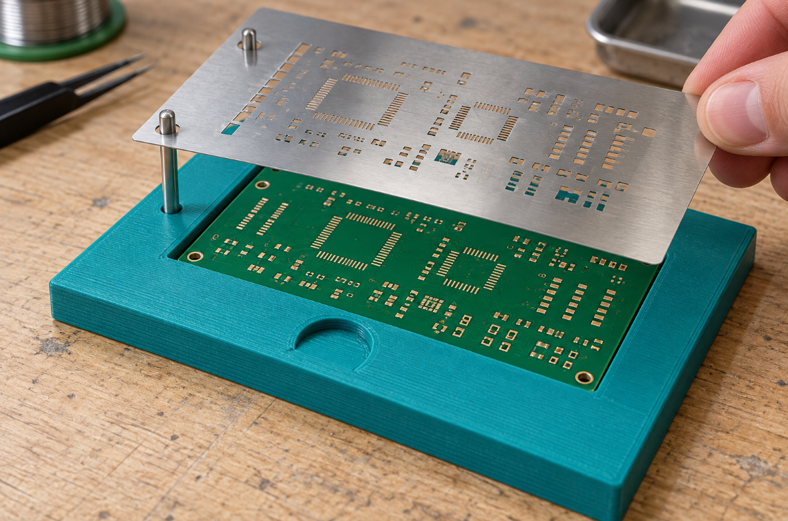 Custom PCB nest for solder paste stencils