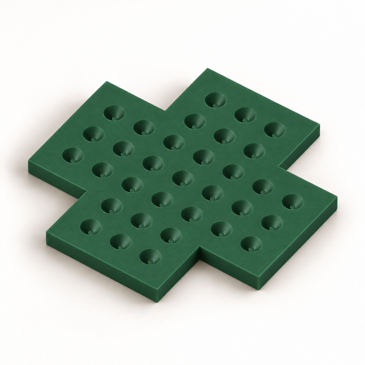 33-hole solitaire board sized for your marbles – green. AI visualisation of the default dimensions.