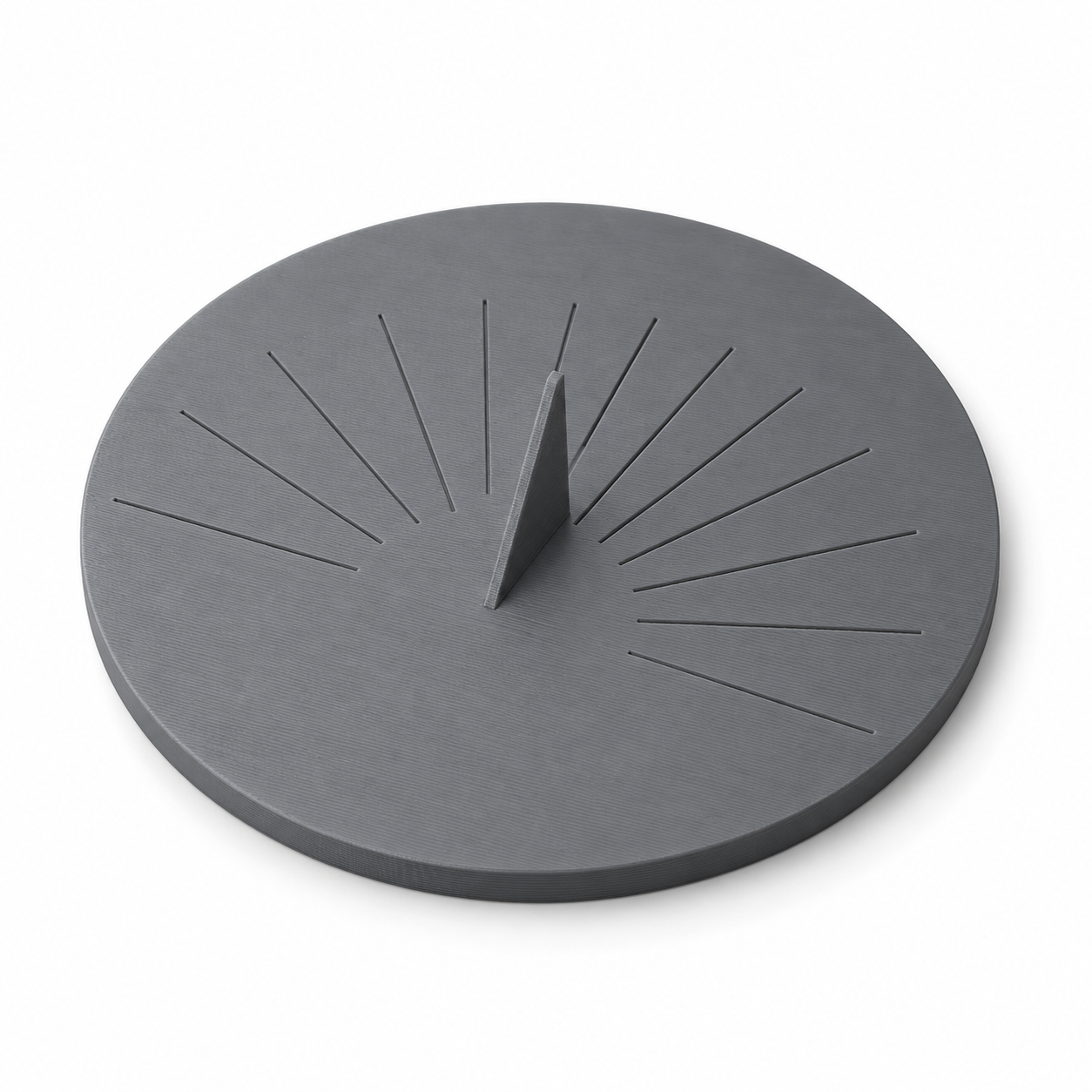Horizontal sundial with custom latitude and hour lines – gray; AI product visualization