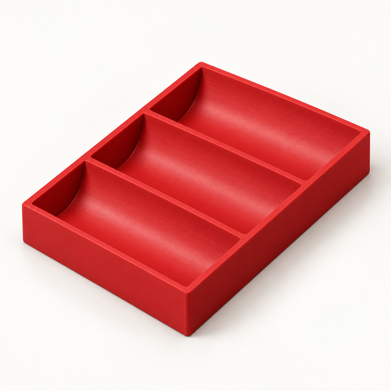 Range-jetons à trois rainures rondes sur mesure – rouge. Visualisation IA des dimensions par défaut.