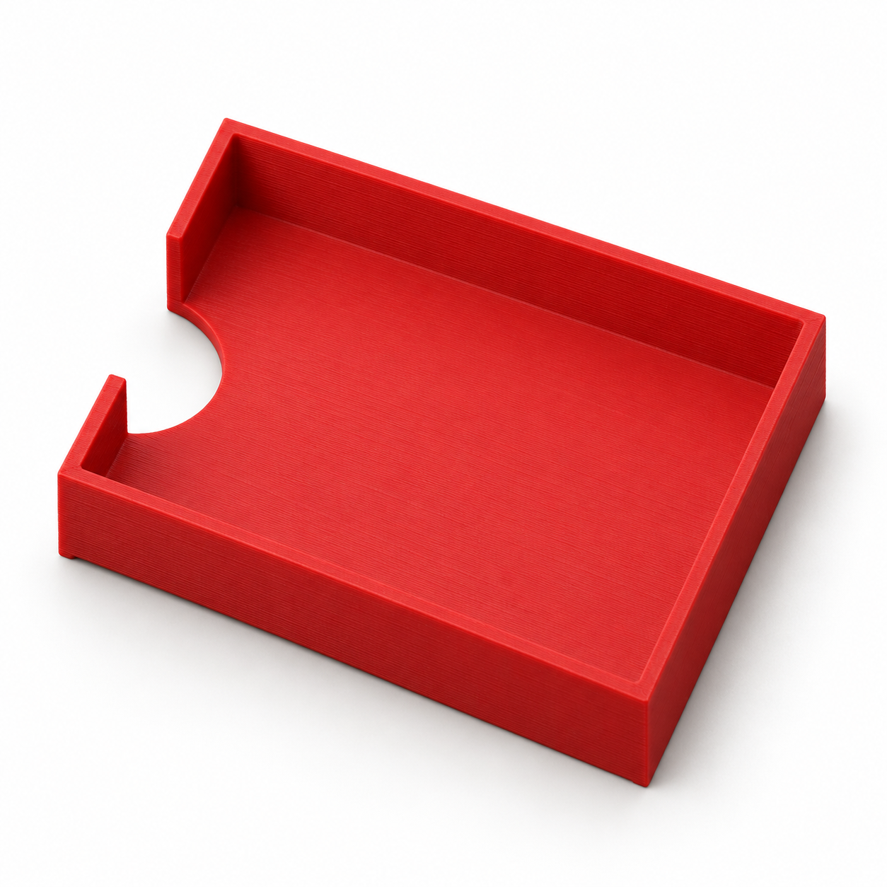 Sabot distributeur de cartes à encoche sur mesure – rouge. Visualisation IA aux dimensions par défaut.