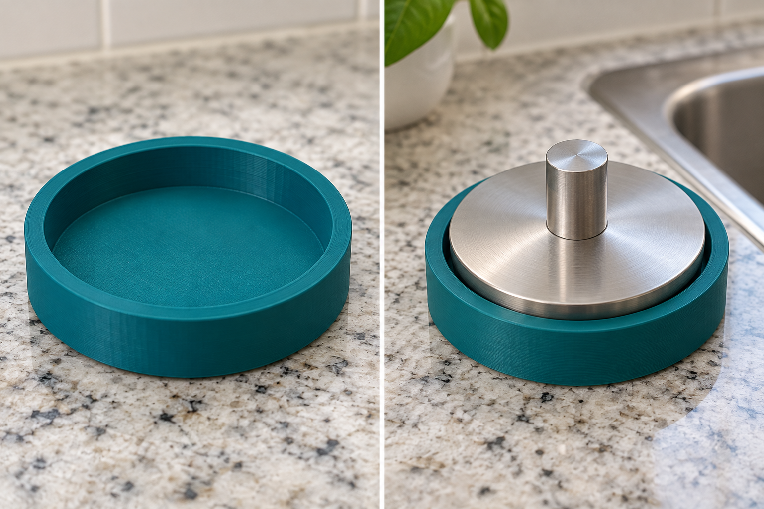Custom sink plug storage stand – loose part and application, AI visualization