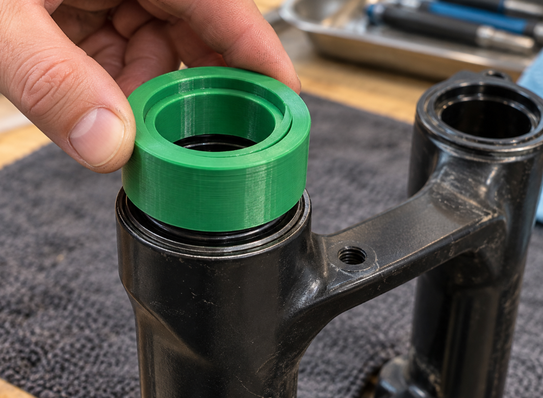 Custom fork dust seal seating ring