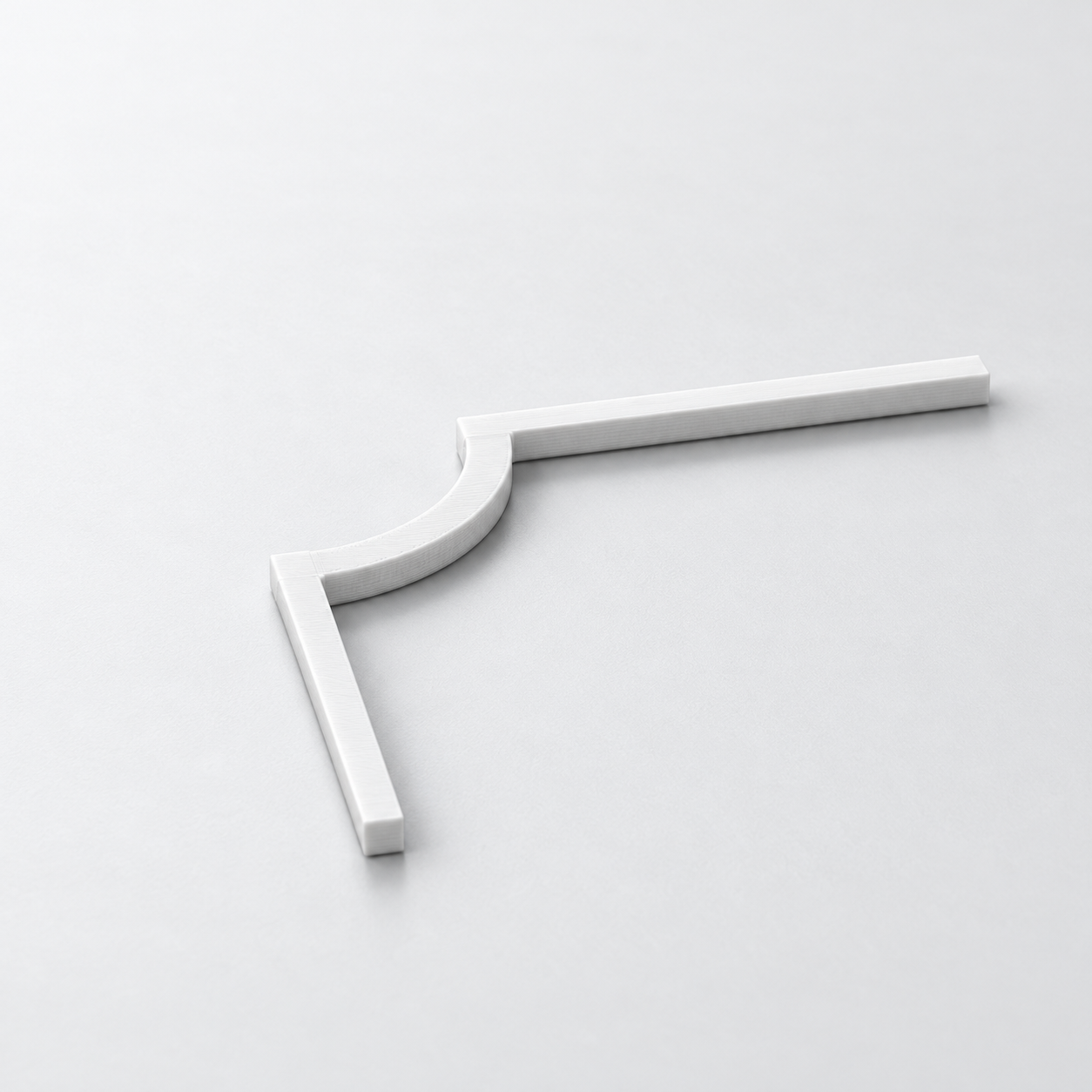 Gabarit de secteur avec appui de socle rond et deux bras – blanc. Visualisation IA des dimensions par défaut.