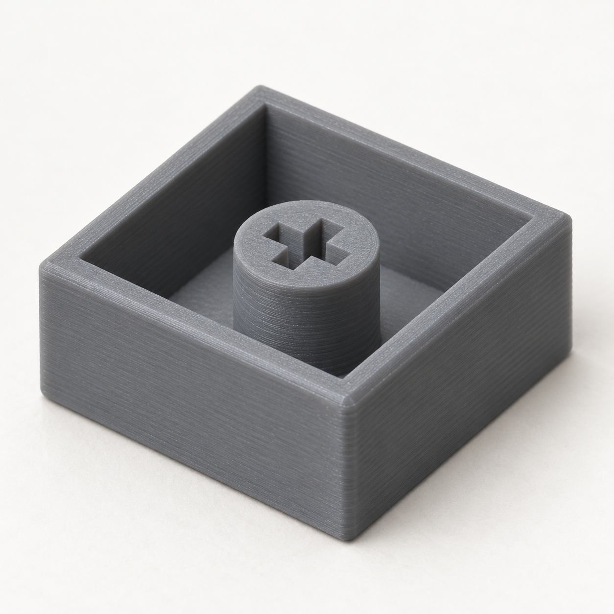 Touche plate à logement cruciforme réglable – gris. Visualisation IA des dimensions par défaut.