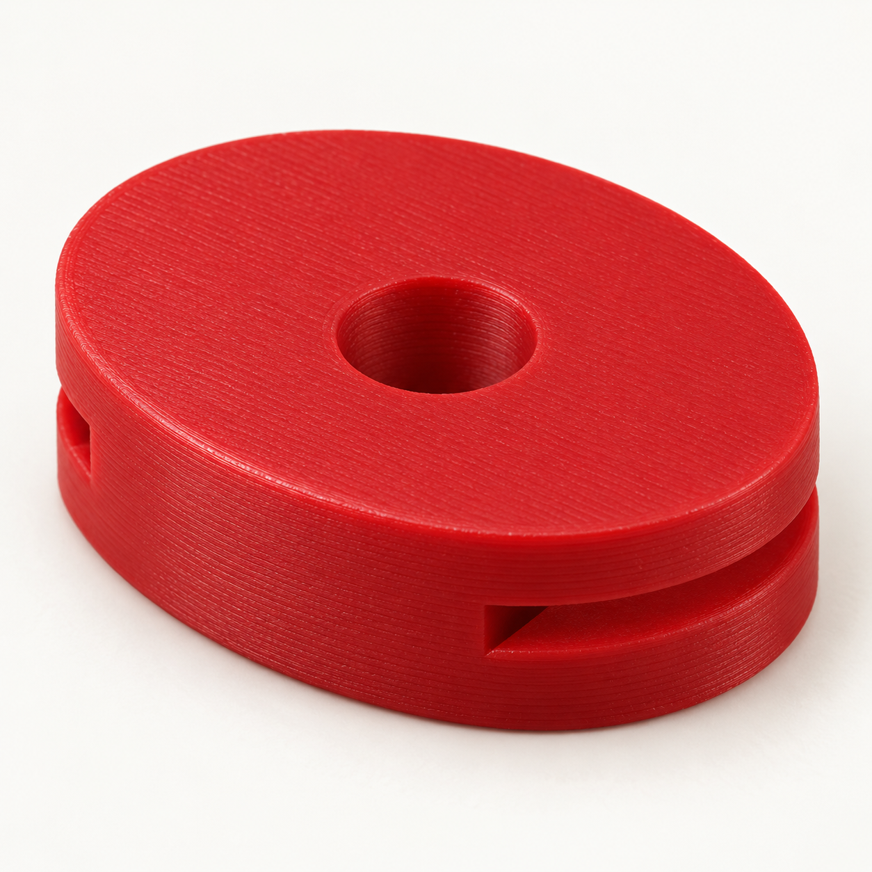 Antivibrateur de cordage TPU à deux gorges sur mesure – rouge. Visualisation IA des dimensions par défaut.