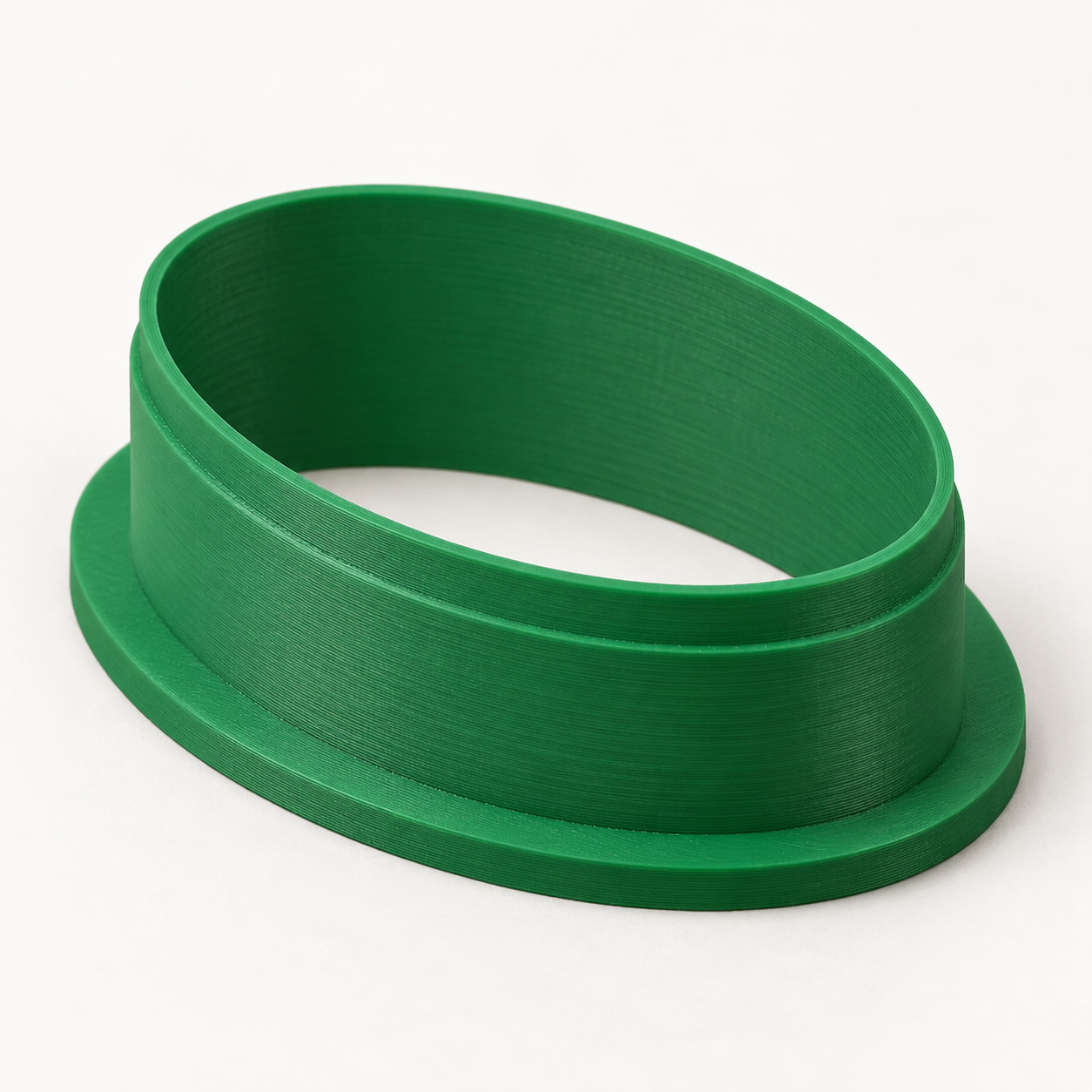 Emporte-pièce ovale pour argile à bord large sur mesure – vert. Visualisation IA des dimensions par défaut.
