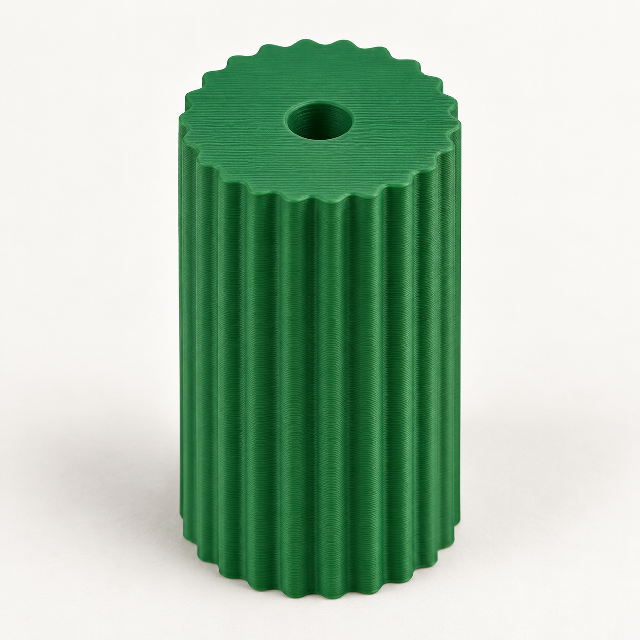 Rouleau texturant à côtes longitudinales sur mesure – vert. Visualisation IA des dimensions par défaut.