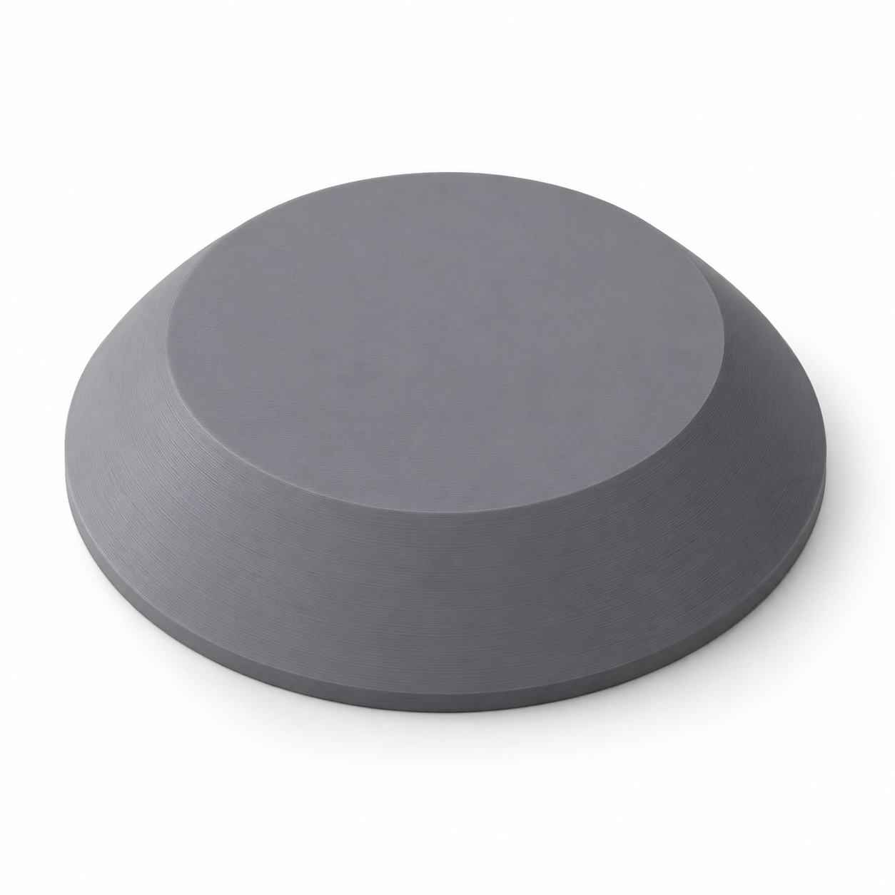 Forme à estamper l’argile à centre plat et bord incliné – gris. Visualisation IA aux dimensions par défaut.