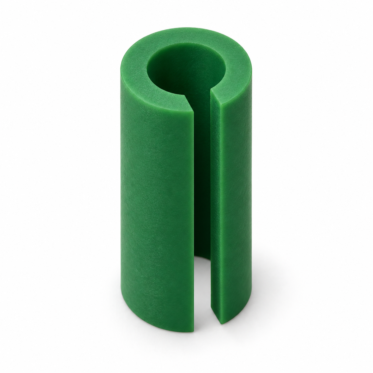 Clip de greffage en TPU à fente longitudinale – vert. Visualisation IA aux dimensions par défaut.