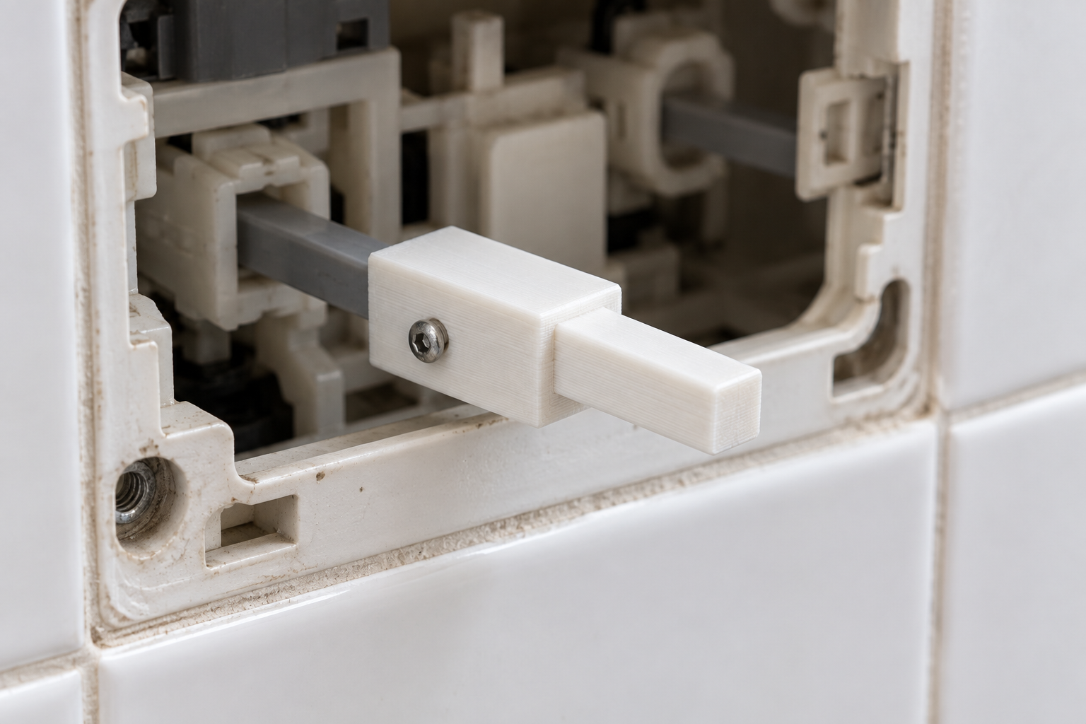 Custom rectangular toilet flush push rod extension