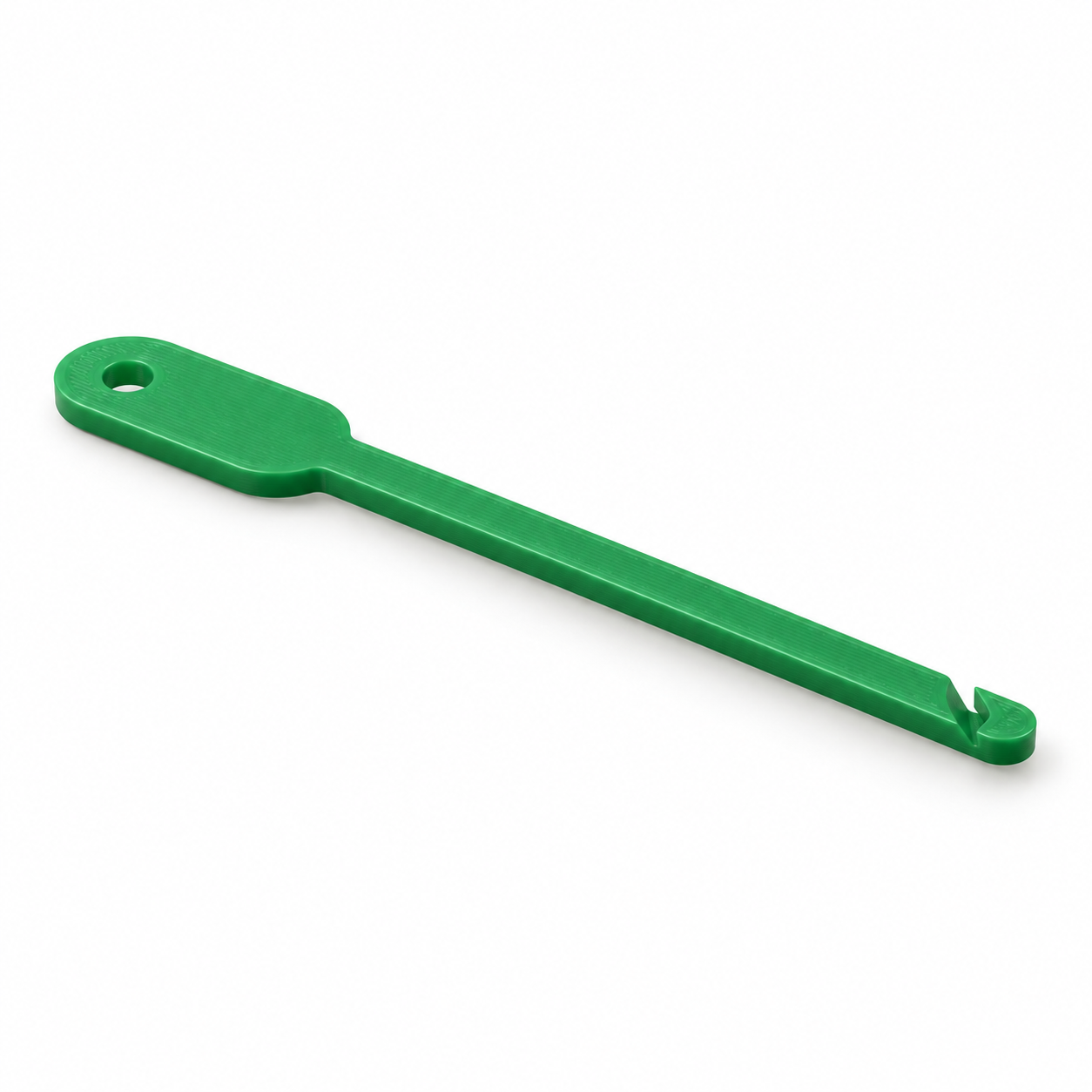 Passette plate de tissage à encoche latérale – vert. Visualisation IA des dimensions par défaut.