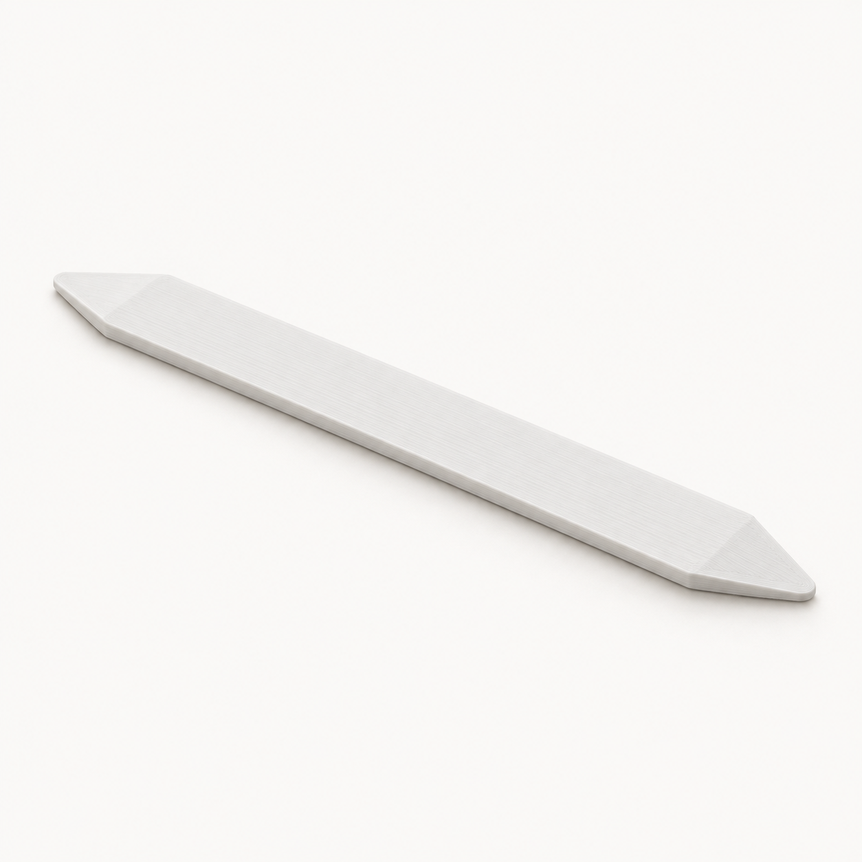 Baguette de sélection de chaîne à deux bouts effilés – blanc. Visualisation IA des dimensions par défaut.