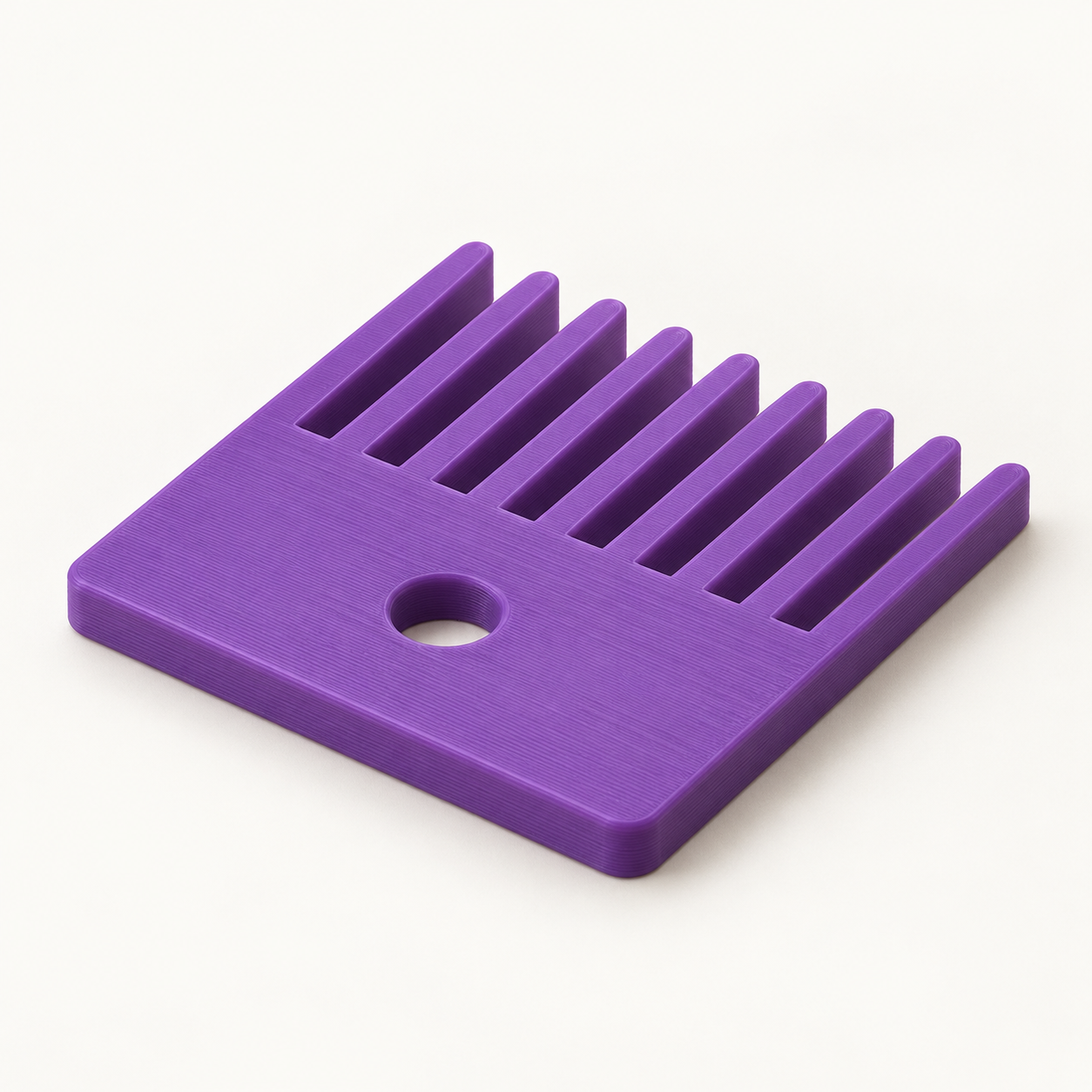 Peigne de battage à espacement sur mesure – violet. Visualisation IA des dimensions par défaut.