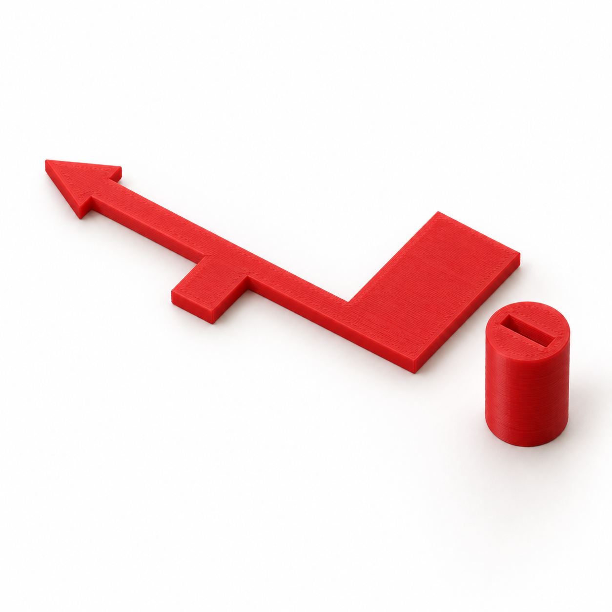Girouette à empennage et douille pour votre tige ronde – rouge. Visualisation IA aux dimensions par défaut.