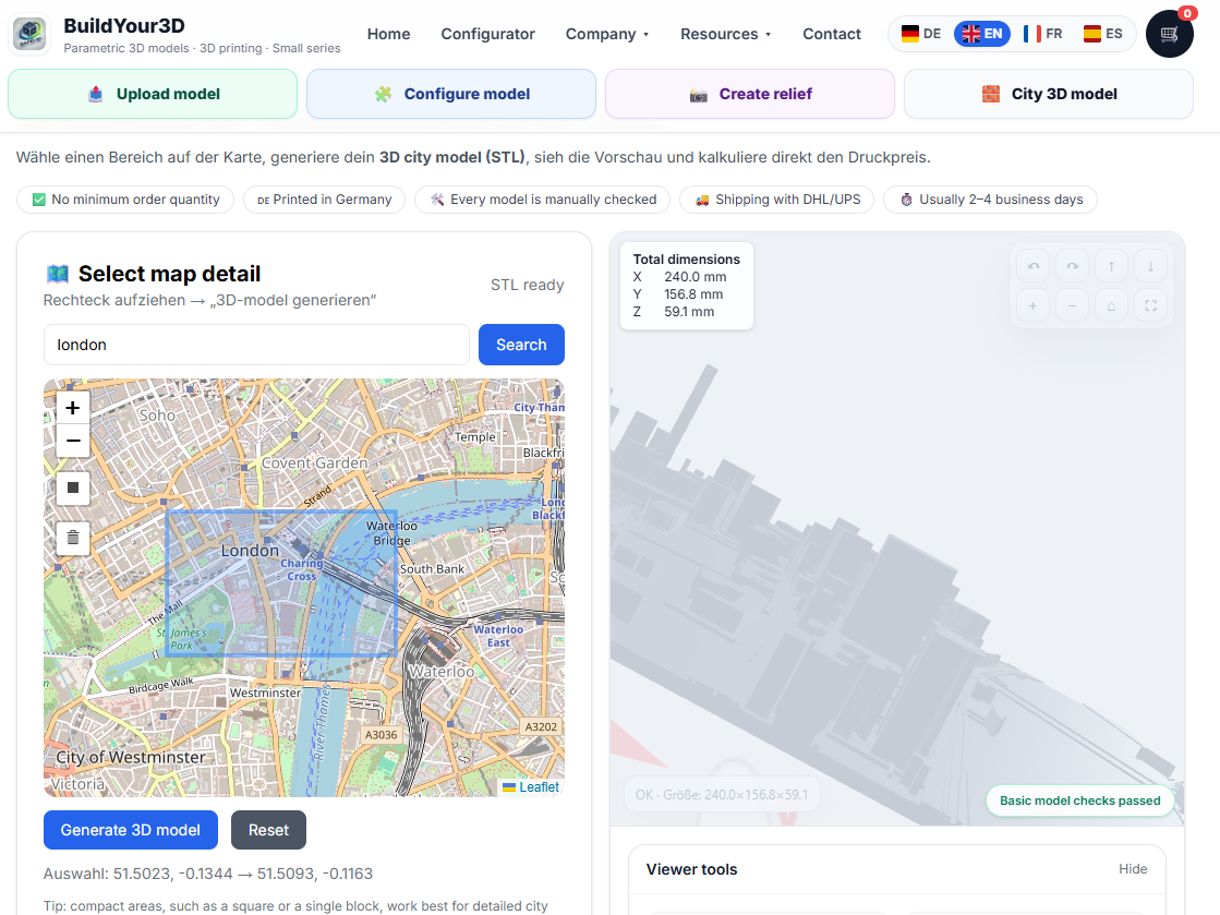 Create 3D City Models from Maps – Generate Custom City Block STL Files Online