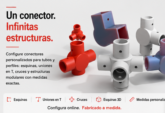 Un conector, infinitas estructuras: conectores para tubos y perfiles a medida