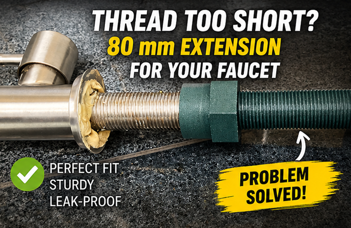 Faucet Thread Too Short? Create an 80 mm G 1/2 Extension for a Thick Countertop